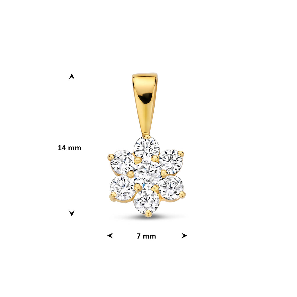 9K-Anhänger Zirkonia Halo 14 mm 9K gelb