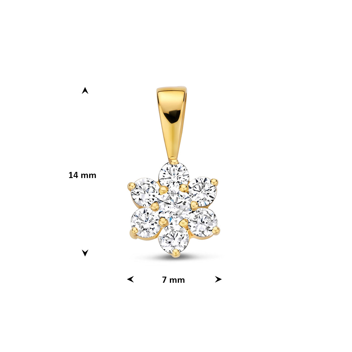 9K-Anhänger Zirkonia Halo 14 mm 9K gelb