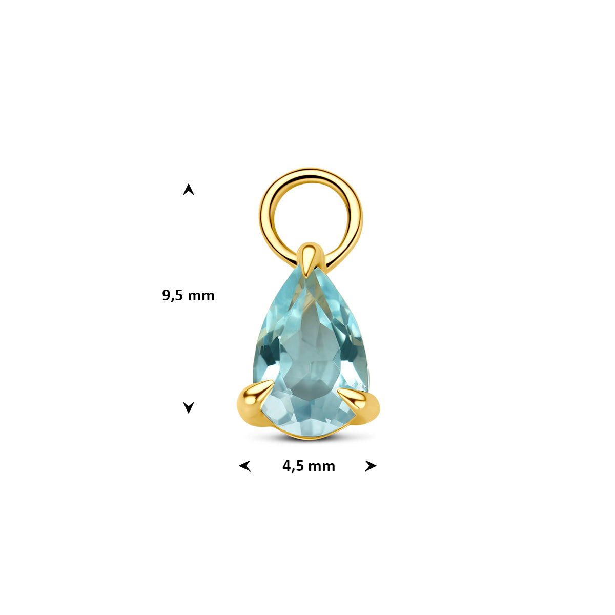 oorringhanger topaas 9,5 mm 14K geelgoud