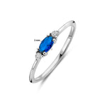 Ring aus weißem und blauem Zirkonia, Silber rhodiniert