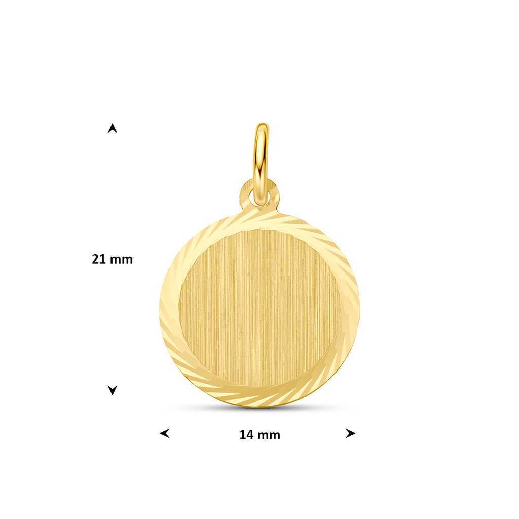 graveerhanger mat gediamanteerd 14K geelgoud