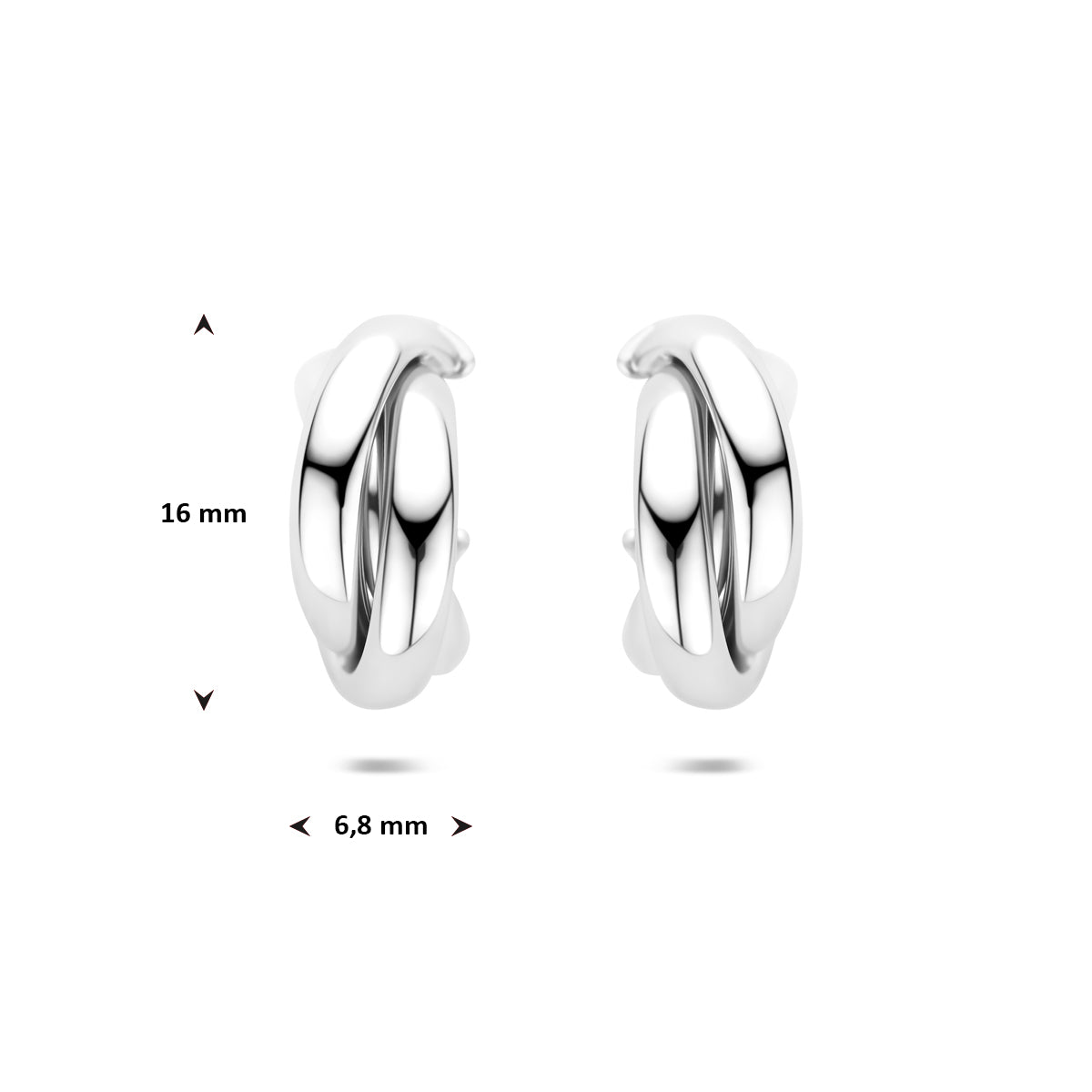 Stecker-Ohrringe 16 mm rhodiniert Silber