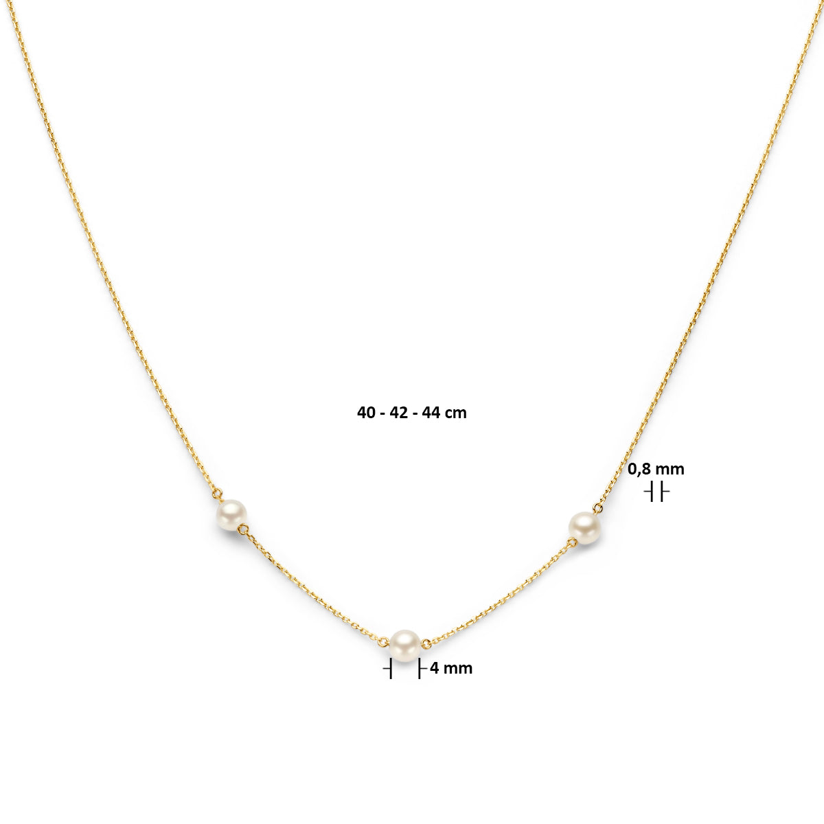 collier parel 40 ��� 42 ��� 44 cm 14K geelgoud