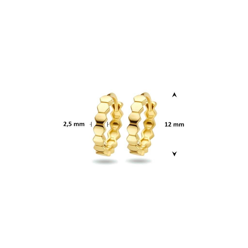 klapoorringen zeshoek 12 mm 14K geelgoud