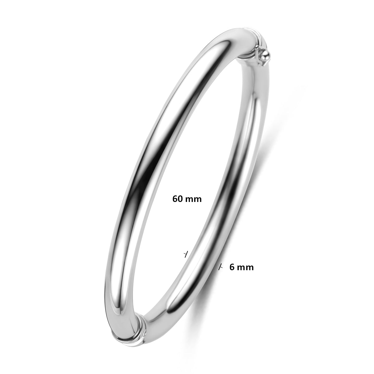 Armreif 6 mm 60 mm Silber rhodiniert