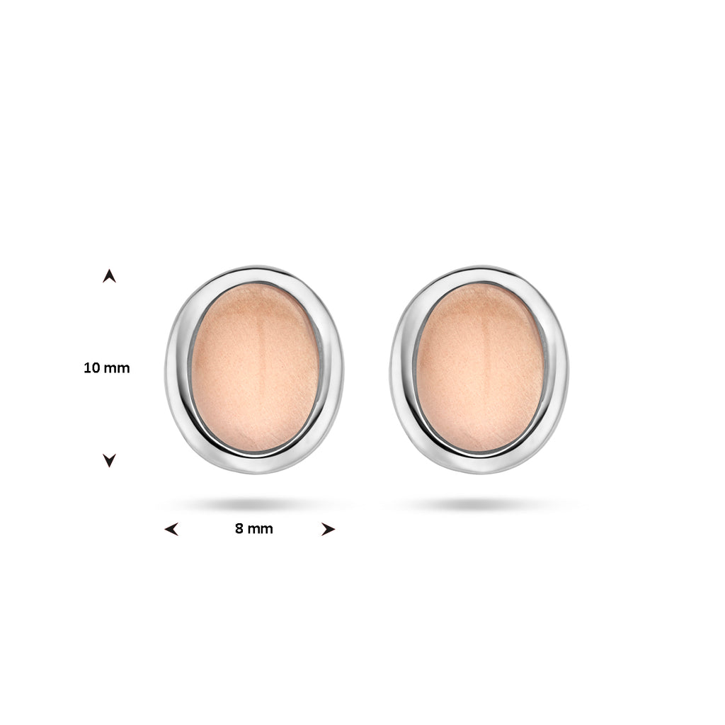 Ohrstecker beige Mondstein silber rhodiniert