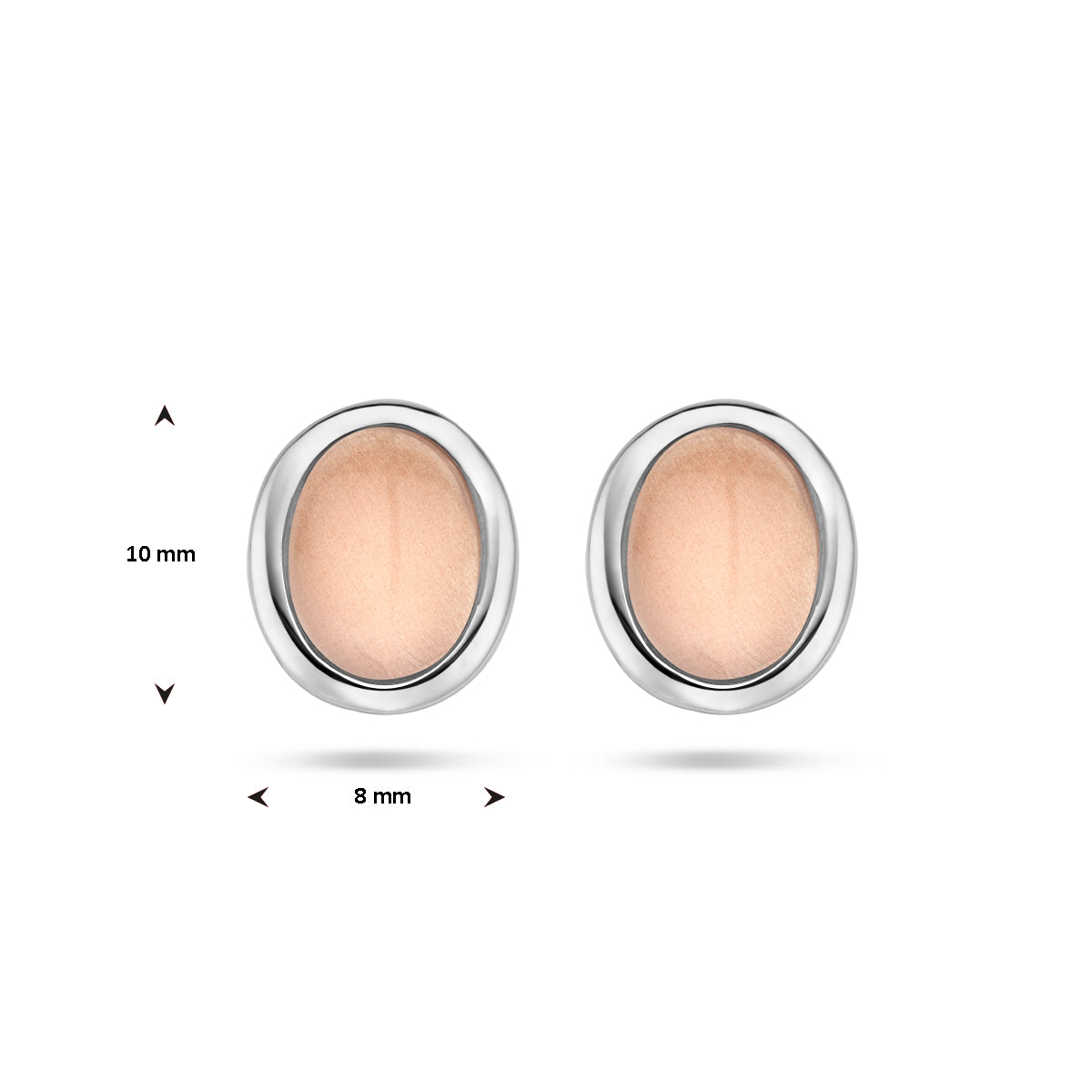 Ohrstecker beige Mondstein silber rhodiniert