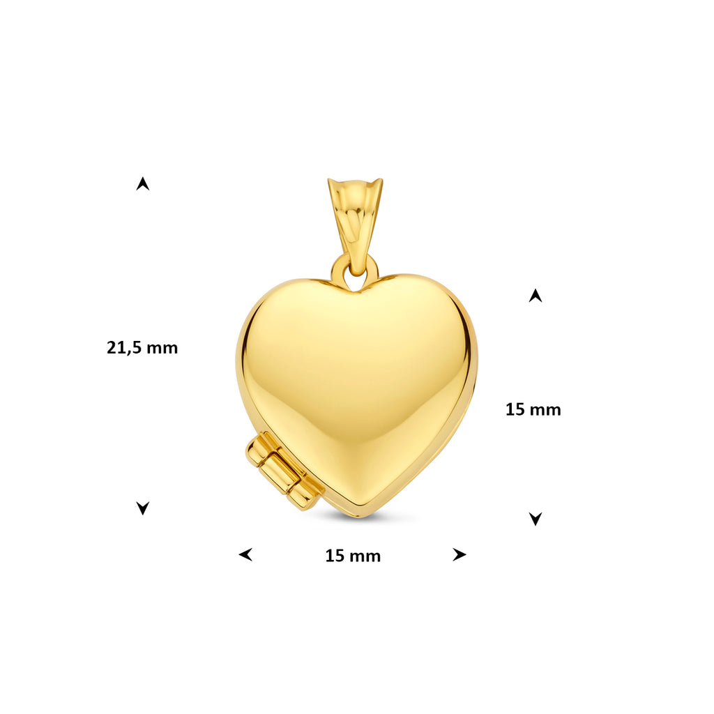 medaillon hartje 15 mm 14K geelgoud