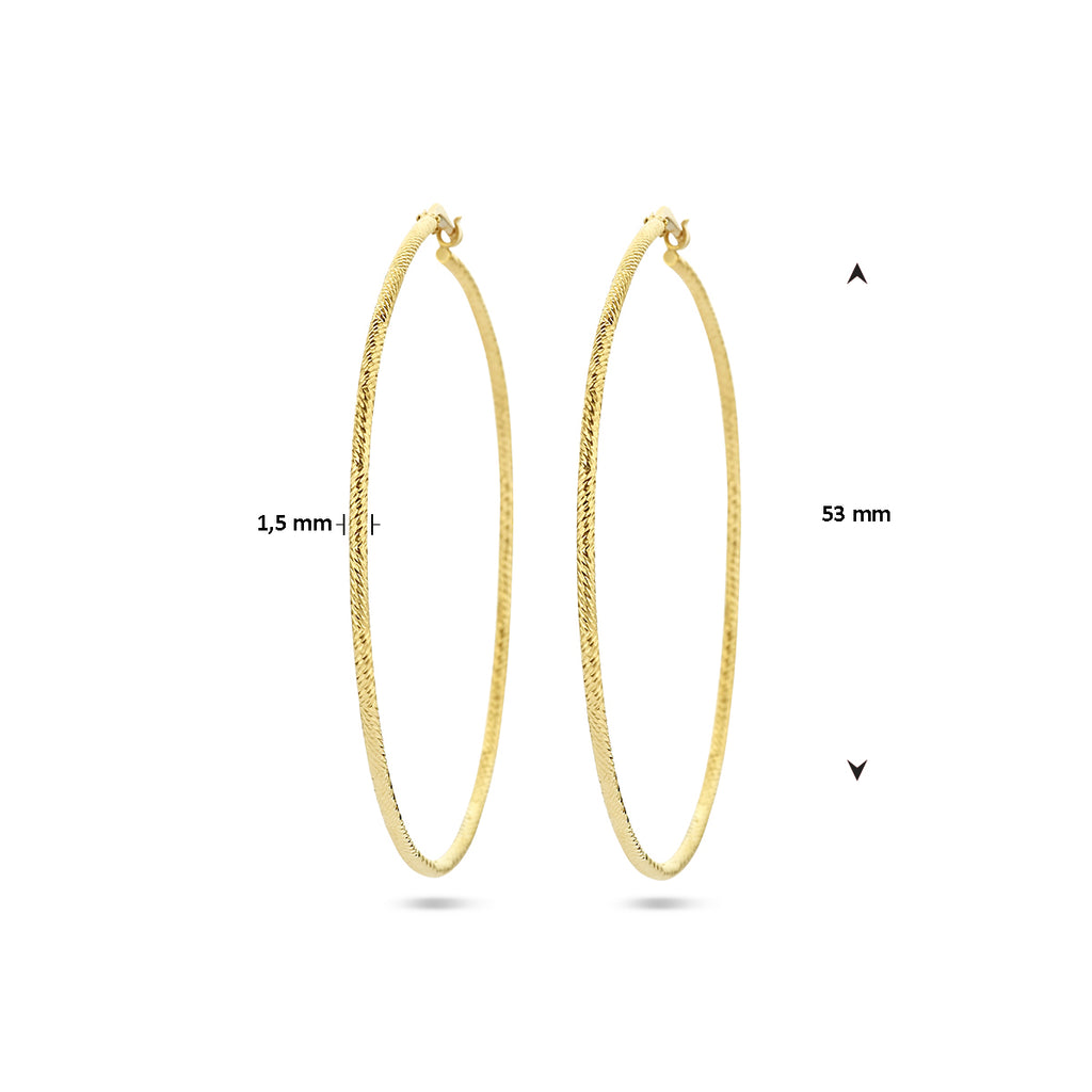 oorringen 1,5 mm ronde buis gediamanteerd 1 micron zilver verguld (geel)