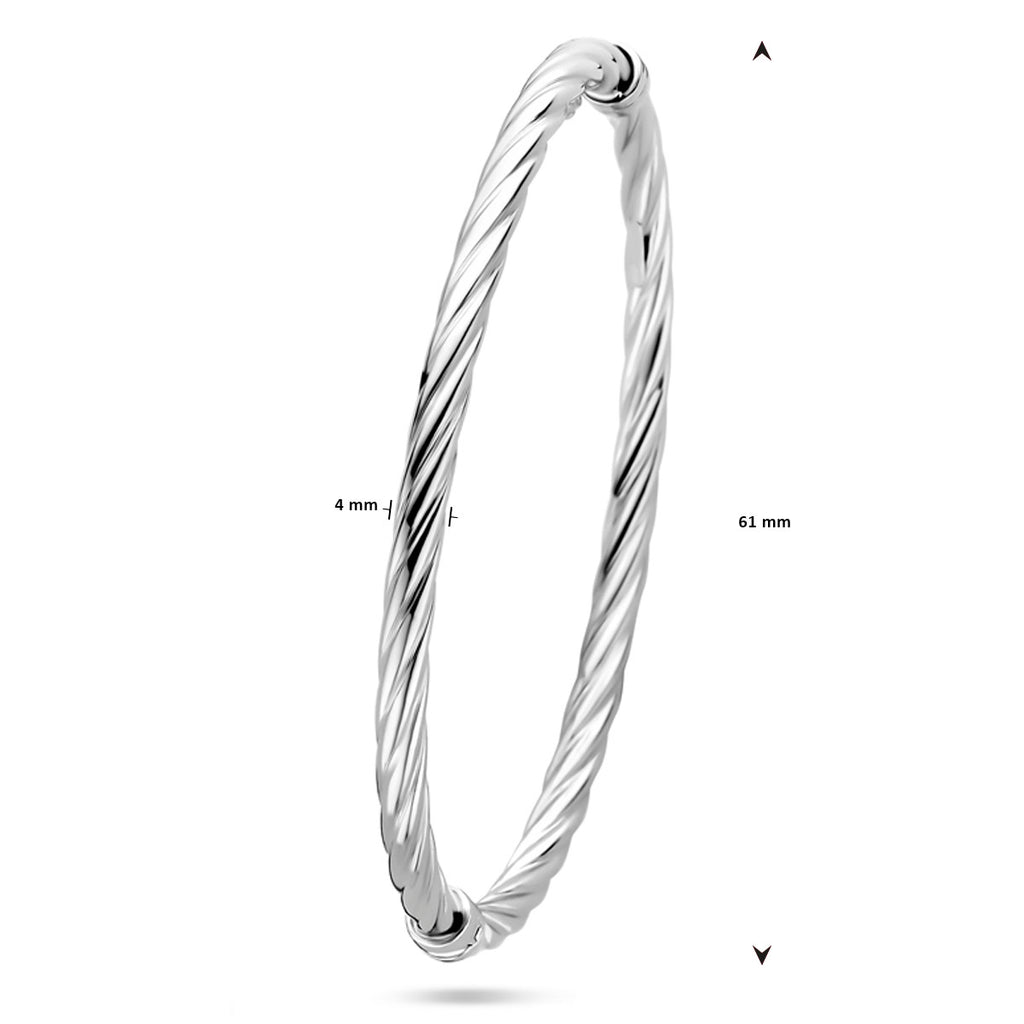 bangle gedraaid scharniersluiting 4 x 61 mm zilver gerhodineerd