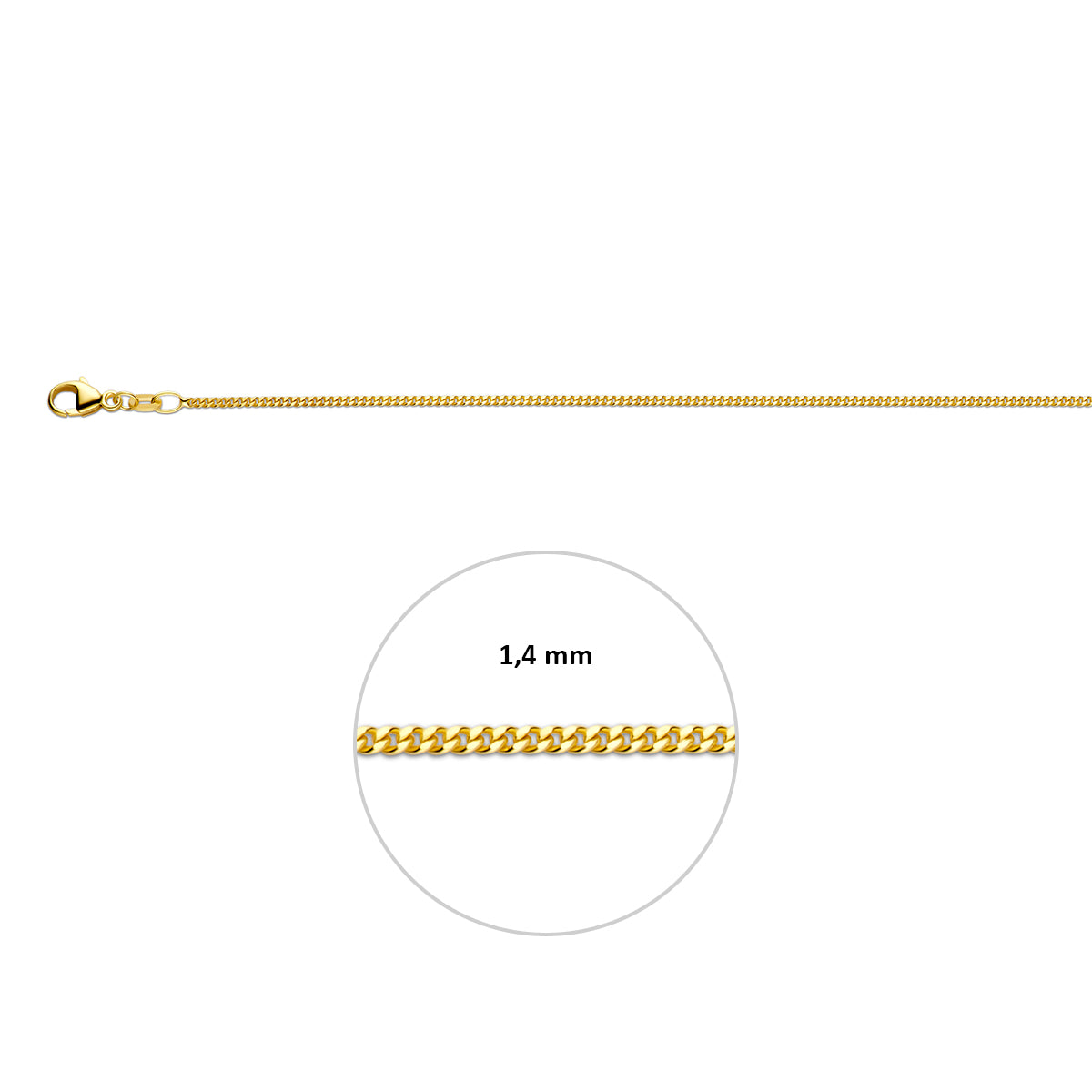 gourmette 1,4 mm doubl�� 10/000 (geel)