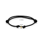 Armband Satin Schwarz 15 - 28 cm 14K Gold mit Gummi/Nylon/Leder