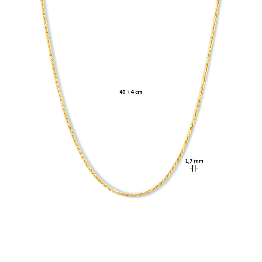 koord 1,7 mm 3 micron zilver verguld (geel)