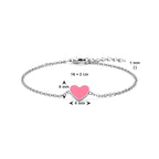 Armband Herz rosa Emaille 16 + 2 cm Silber rhodiniert
