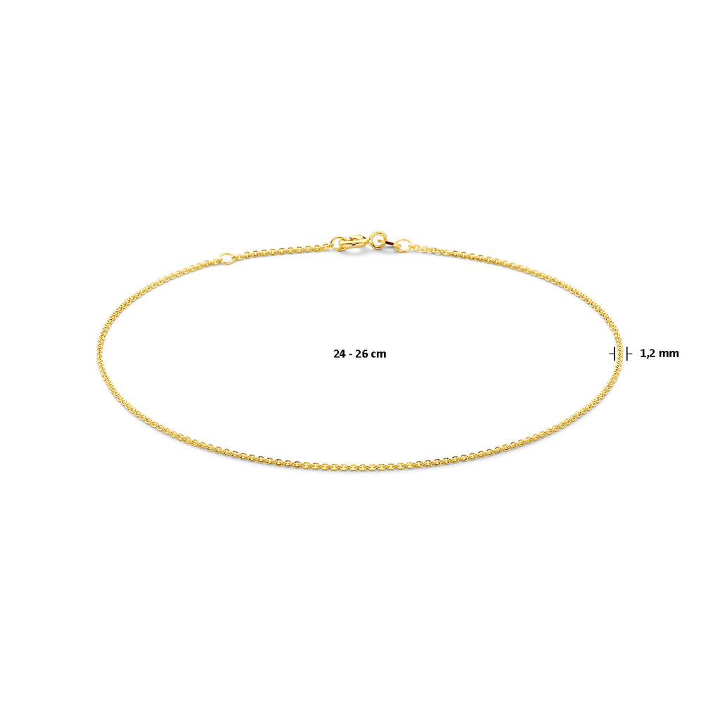 Fußkettchen Anker flach 1,2 mm 24 - 26 cm 14K Gelbgold