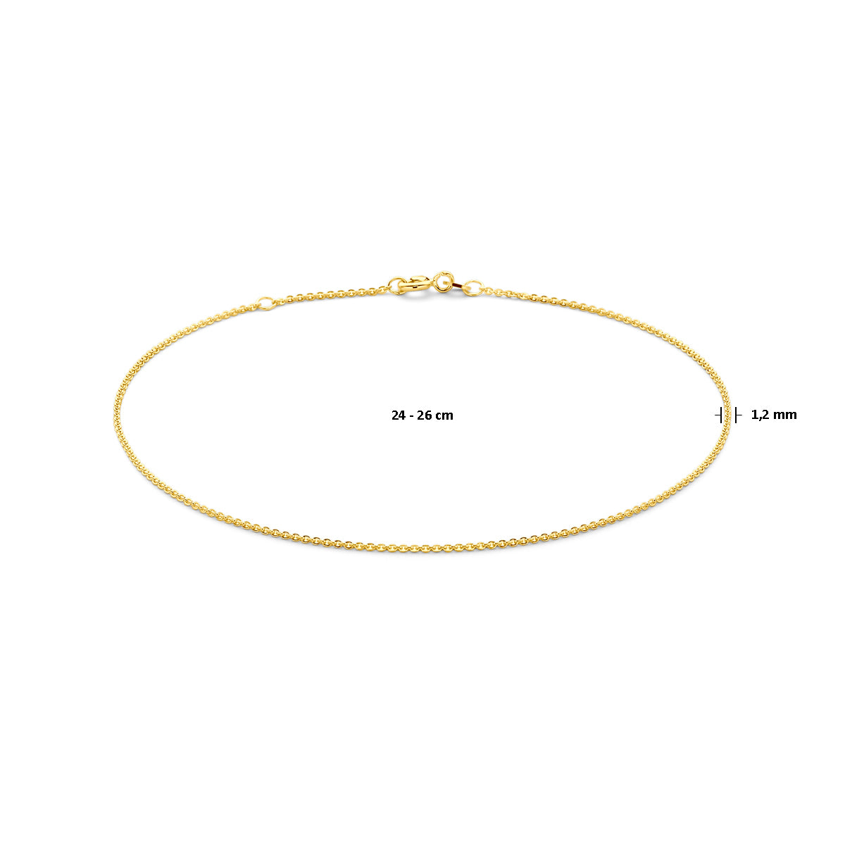 Fußkettchen Anker flach 1,2 mm 24 - 26 cm 14K Gelbgold