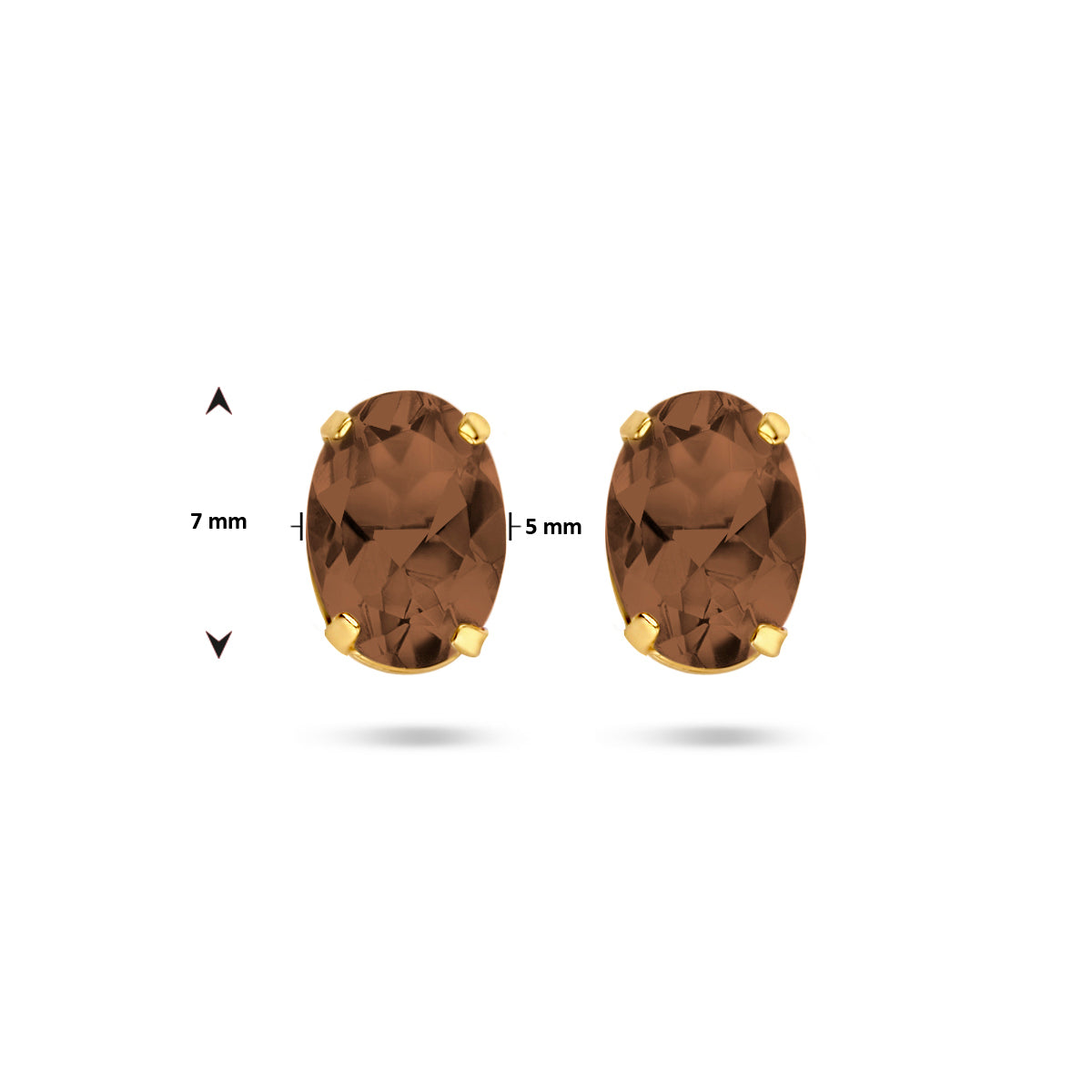 oorknoppen rookkwarts 14K geelgoud