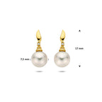 Ohrhänger Perle und Diamant 0.01ct (2x 0.005ct) h p 17 mm 14K Gelbgold
