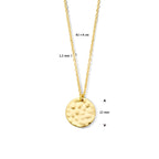 Gehämmerte Halskette 42 + 4 cm 1 Mikron Silber vergoldet (gelb)