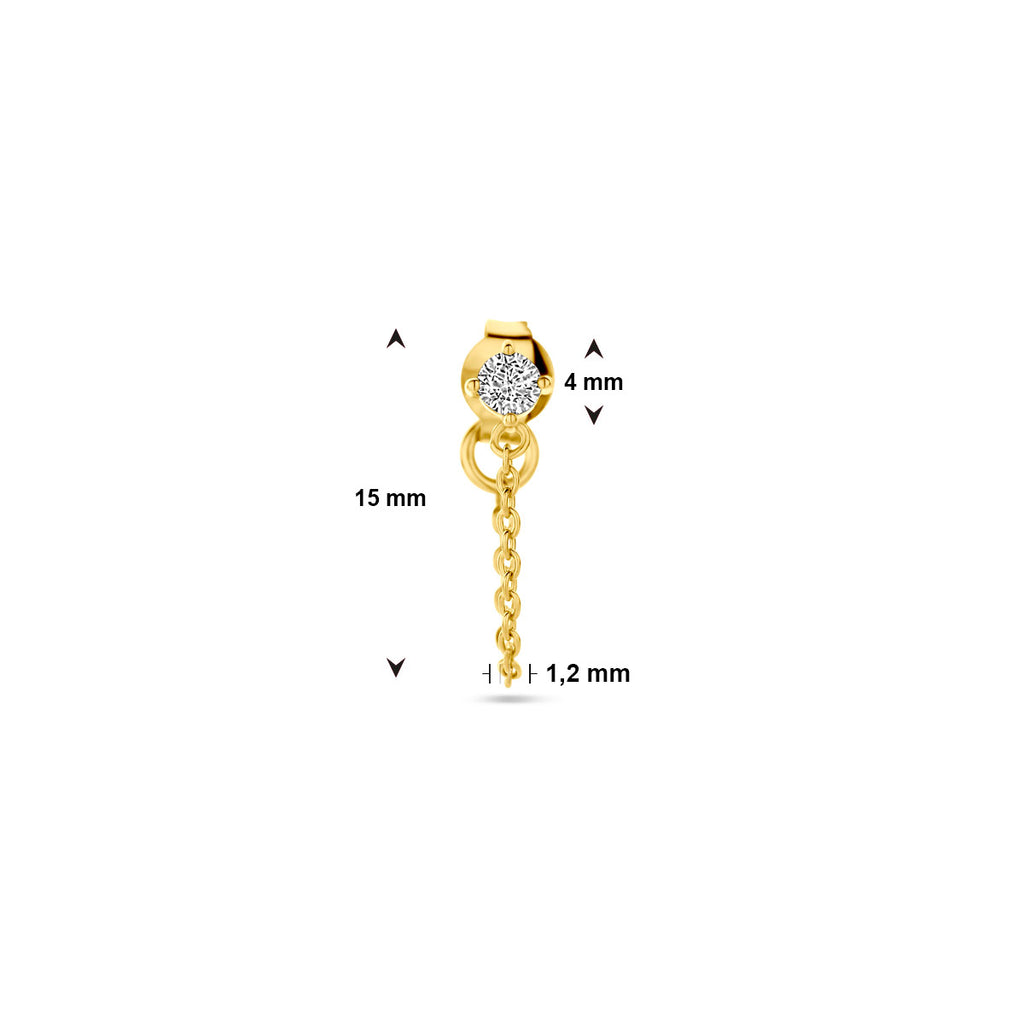 Ohrstecker pro Stück Zirkonia 1 Mikron Silber vergoldet (gelb)