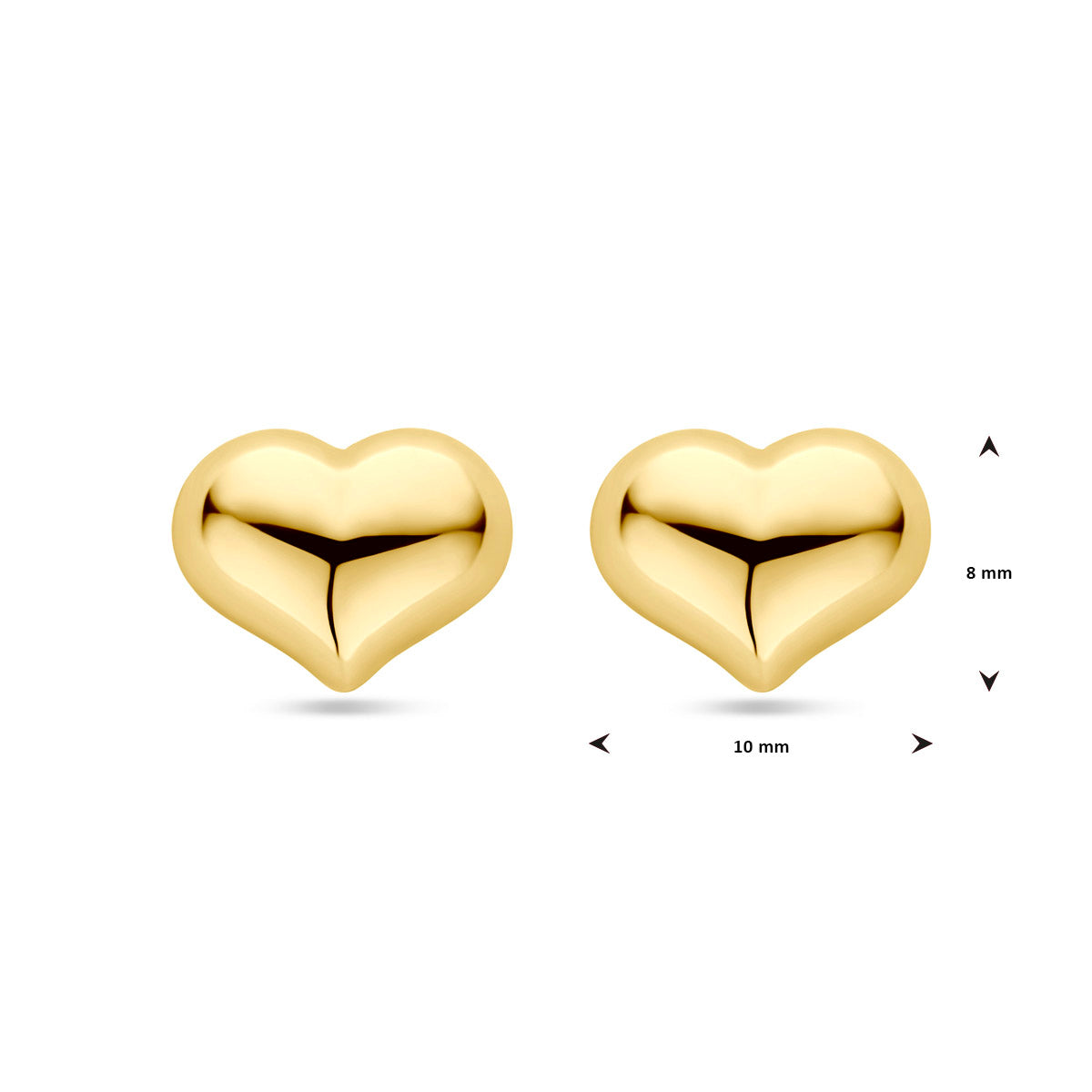 Ohrstecker Herz 8 mm 14K Gelbgold