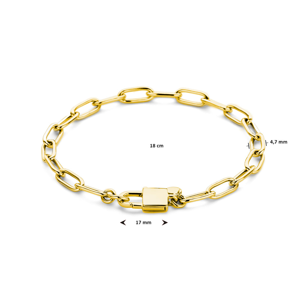 Armband Büroklammer und Schloss 18 cm 3 Mikron Silber vergoldet (gelb)