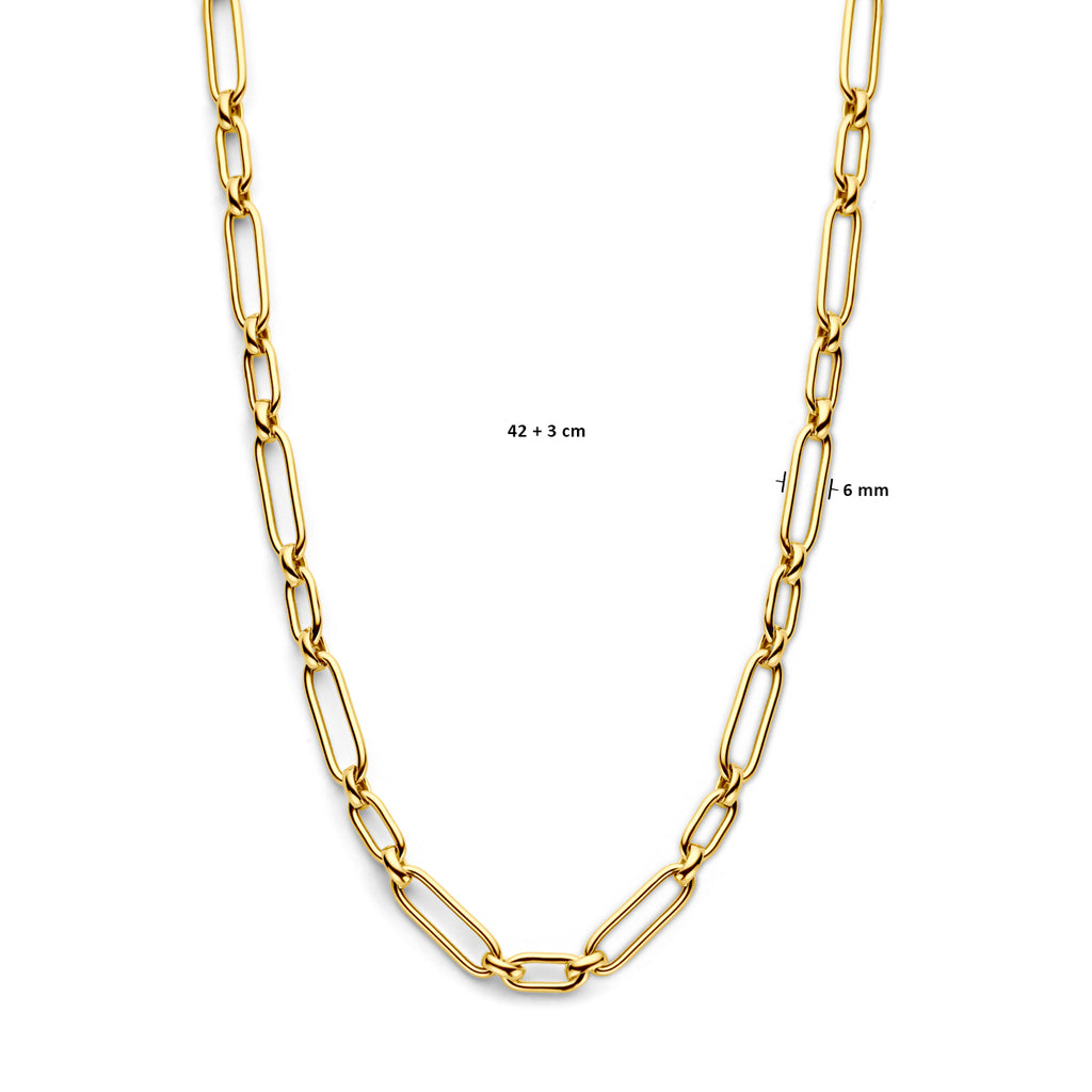 Halskette 6,0 mm 42 + 3 cm 3 Mikron Silber vergoldet (gelb)