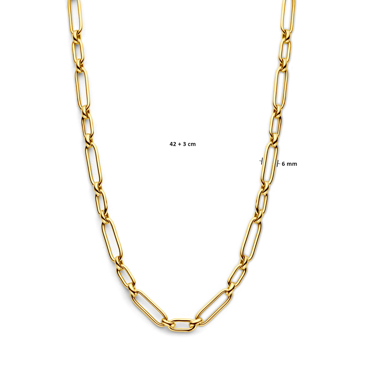 Halskette 6,0 mm 42 + 3 cm 3 Mikron Silber vergoldet (gelb)