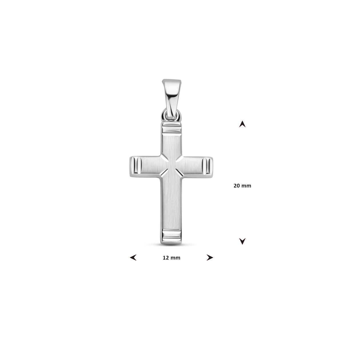 hanger kruis poli/mat gediamanteerd 20 mm zilver gerhodineerd