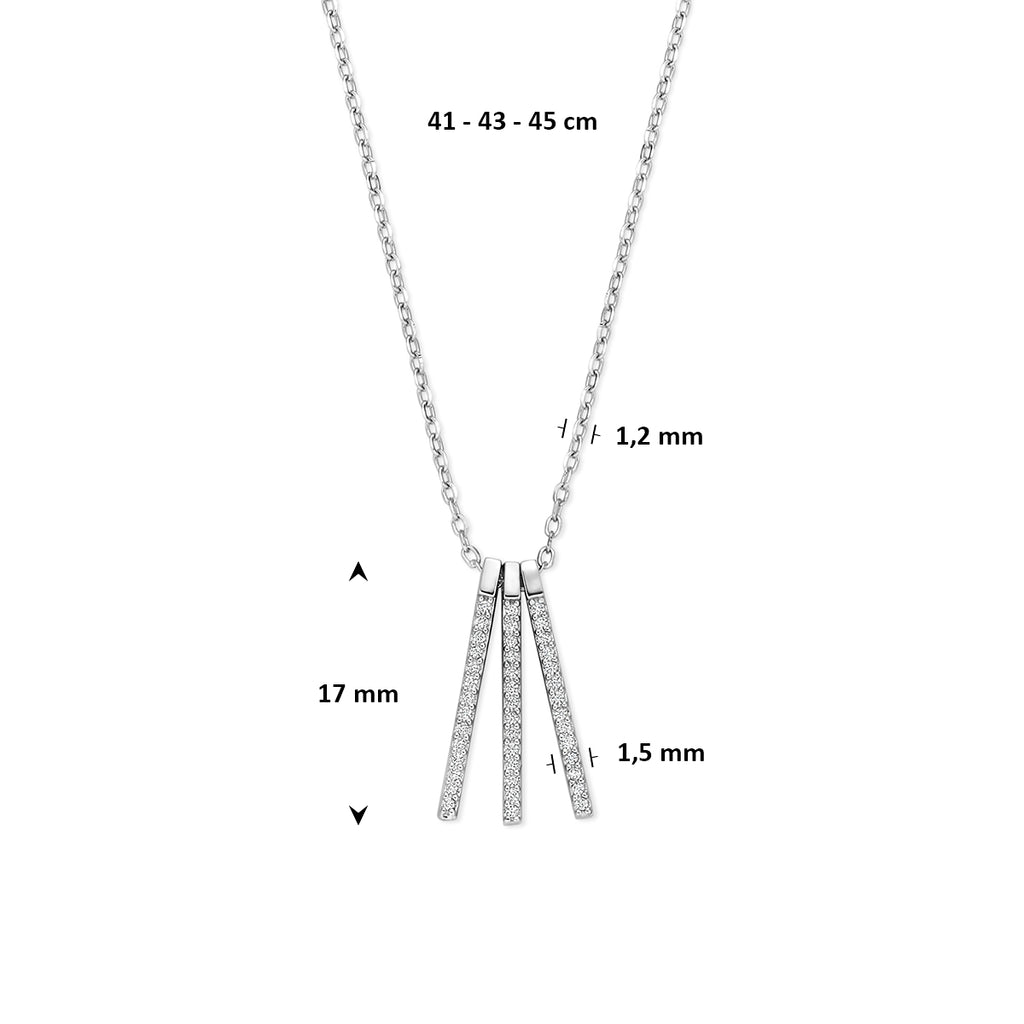 Zirkonia-Halskette 41 - 43 - 45 cm Silber rhodiniert