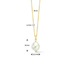 collier synth. parel 40 cm zilver verguld (geel)