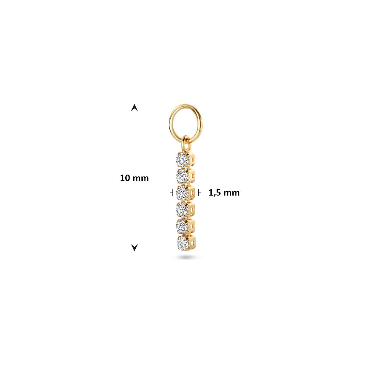 oorringhanger zirkonia per stuk 15 mm zilver verguld (geel)