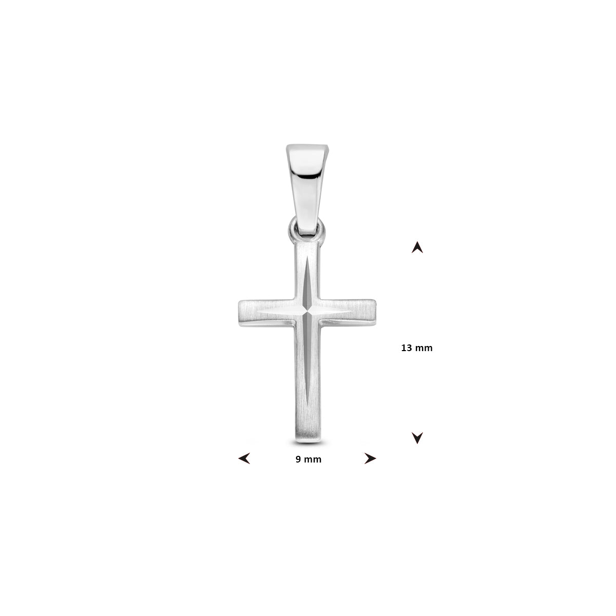 hanger kruis mat gediamanteerd 20 mm zilver gerhodineerd
