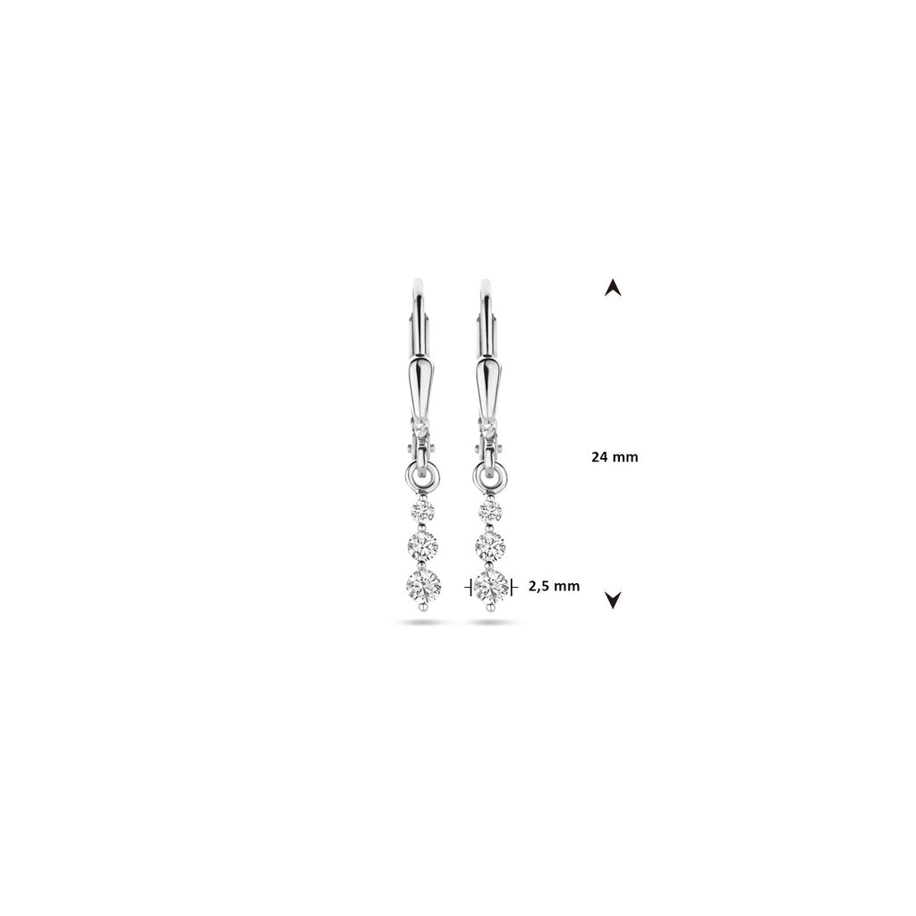 oorhangers zirkonia brisur haak 24 mm zilver gerhodineerd