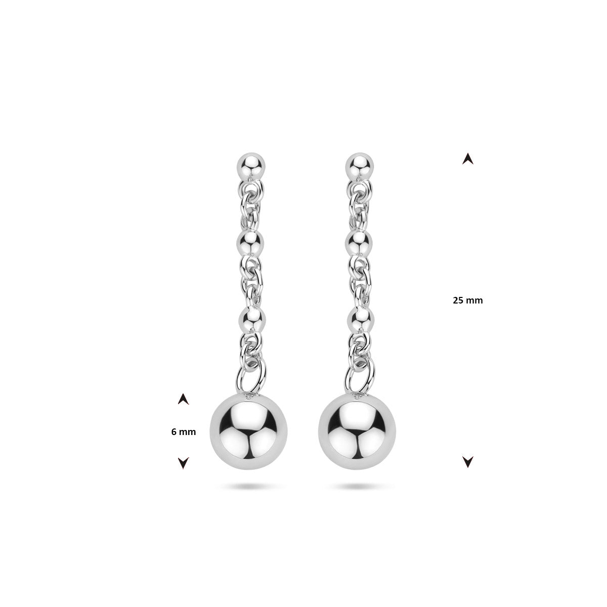 Ohrhänger Kügelchen 25 mm rhodiniertes Silber