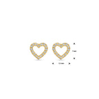oorknoppen hart diamant 0.11ct (2x 0.055ct) h si 7 mm 14K geelgoud