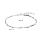 Armband Falkenauge mit Abstandshalter 2,4 mm 16 + 3 cm Silber rhodiniert