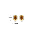 oorknoppen citrien en lab grown diamant 0.16ct (2x 0.08ct) f vs 7,5 mm 14K geelgoud