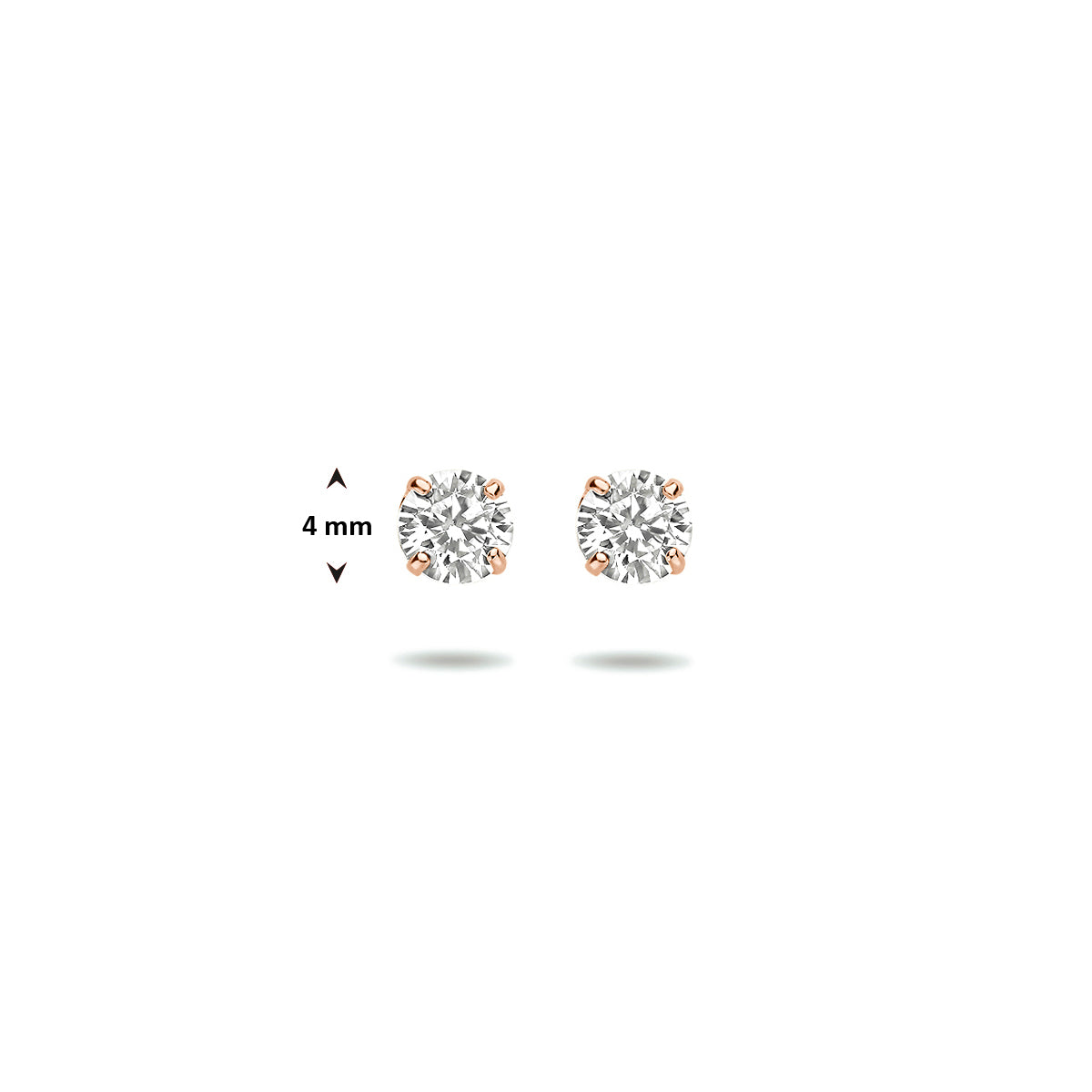 oorknoppen zirkonia 4 mm 14K roségoud