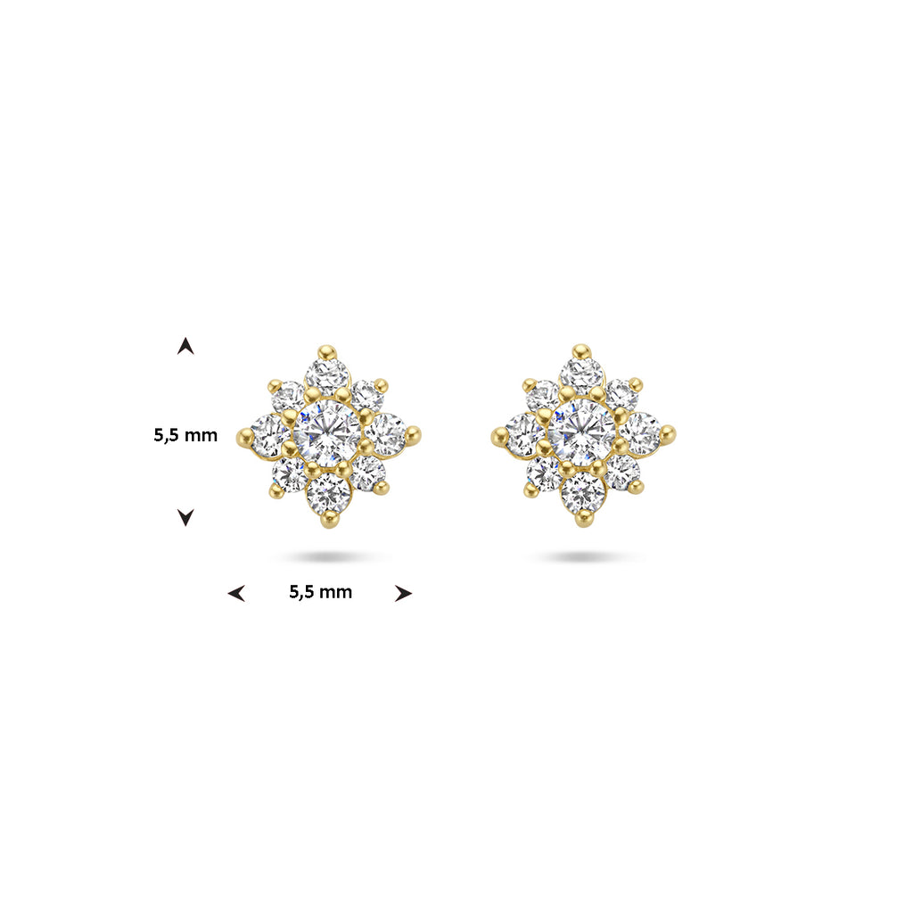 Ohrstecker Zirkonia Rosette 14K Gelbgold