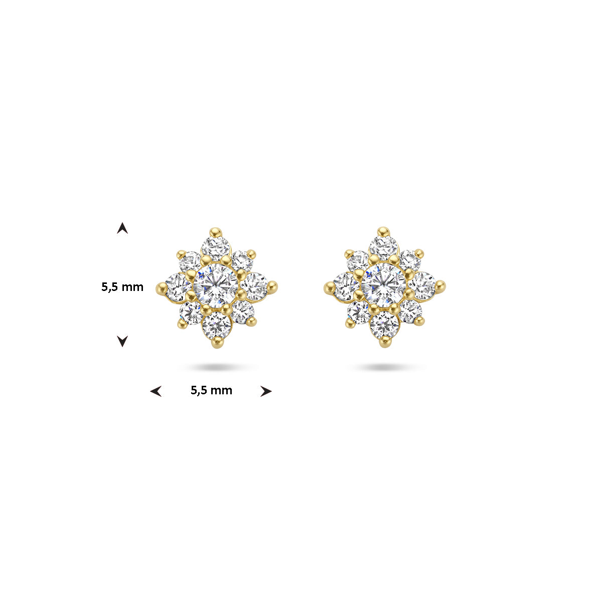 Ohrstecker Zirkonia Rosette 14K Gelbgold