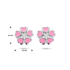 Ohrstecker Blume Zirkonia Emaille Silber rhodiniert