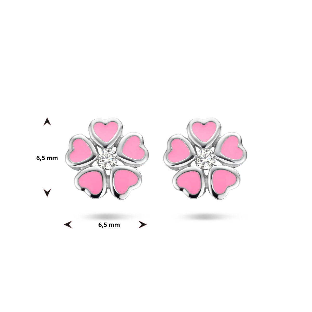 Ohrstecker Blume Zirkonia Emaille Silber rhodiniert