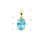 hanger blauw topaas 14K geelgoud
