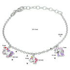 Armband Einhorn Emaille 13 + 3 cm rhodiniertes Silber