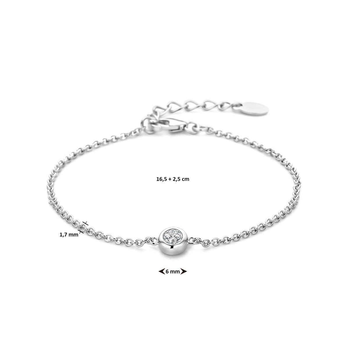 Armband Zirkonia 16,5 + 2,5 cm Silber rhodiniert