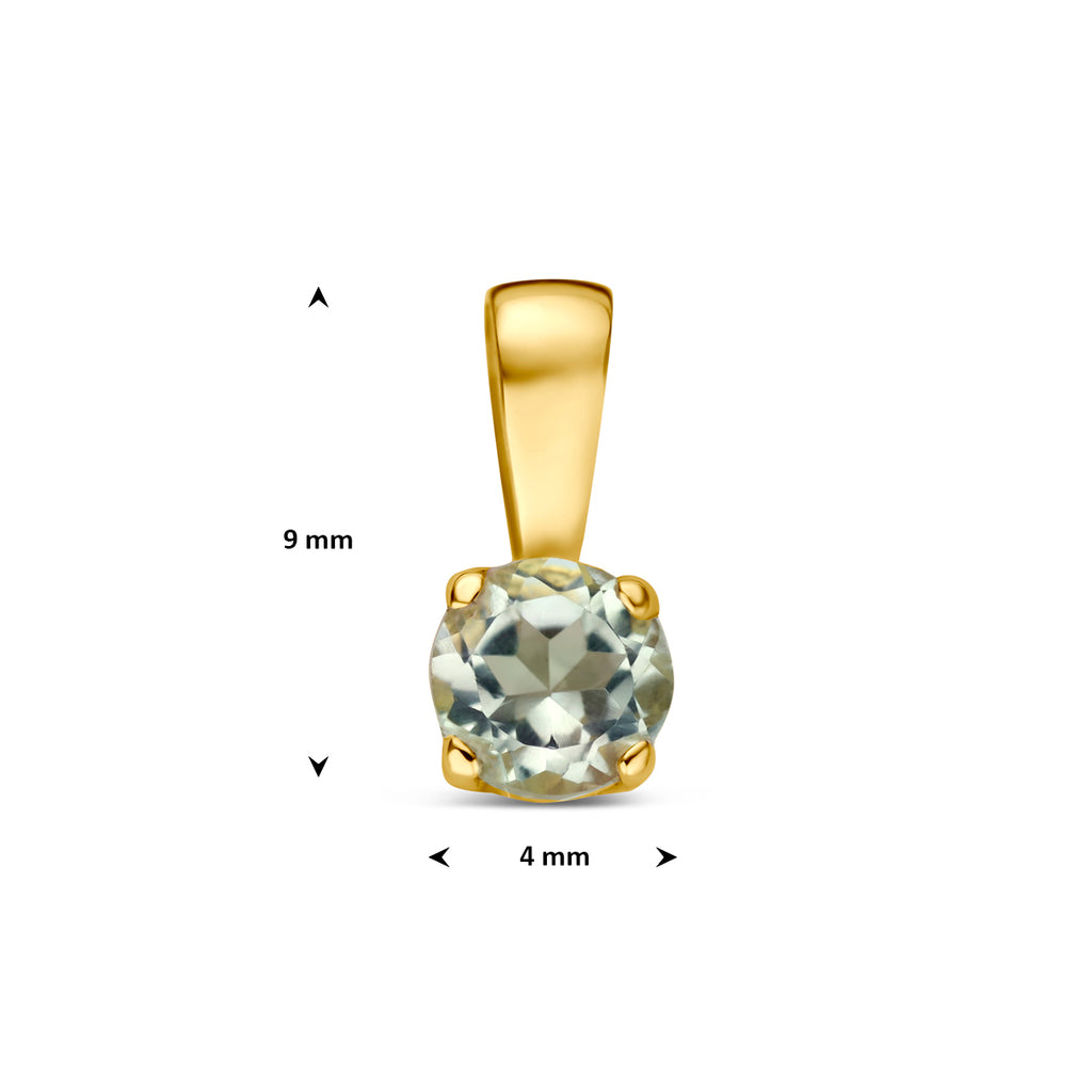 hanger groen amethist 9 mm 14K geelgoud - rond