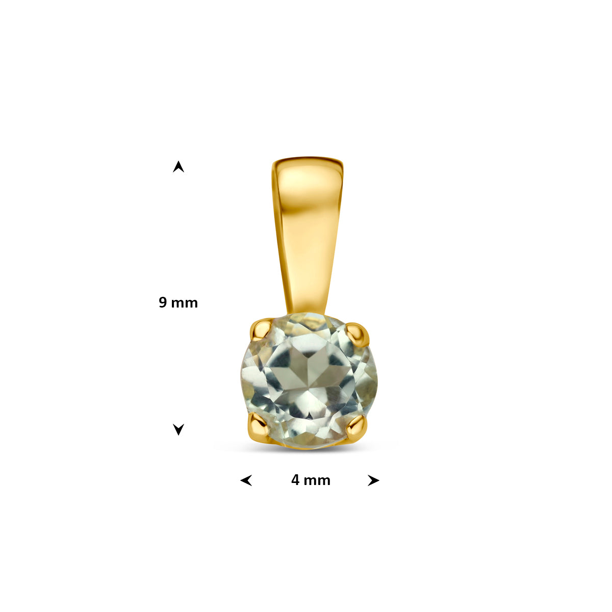 hanger groen amethist 9 mm 14K geelgoud - rond