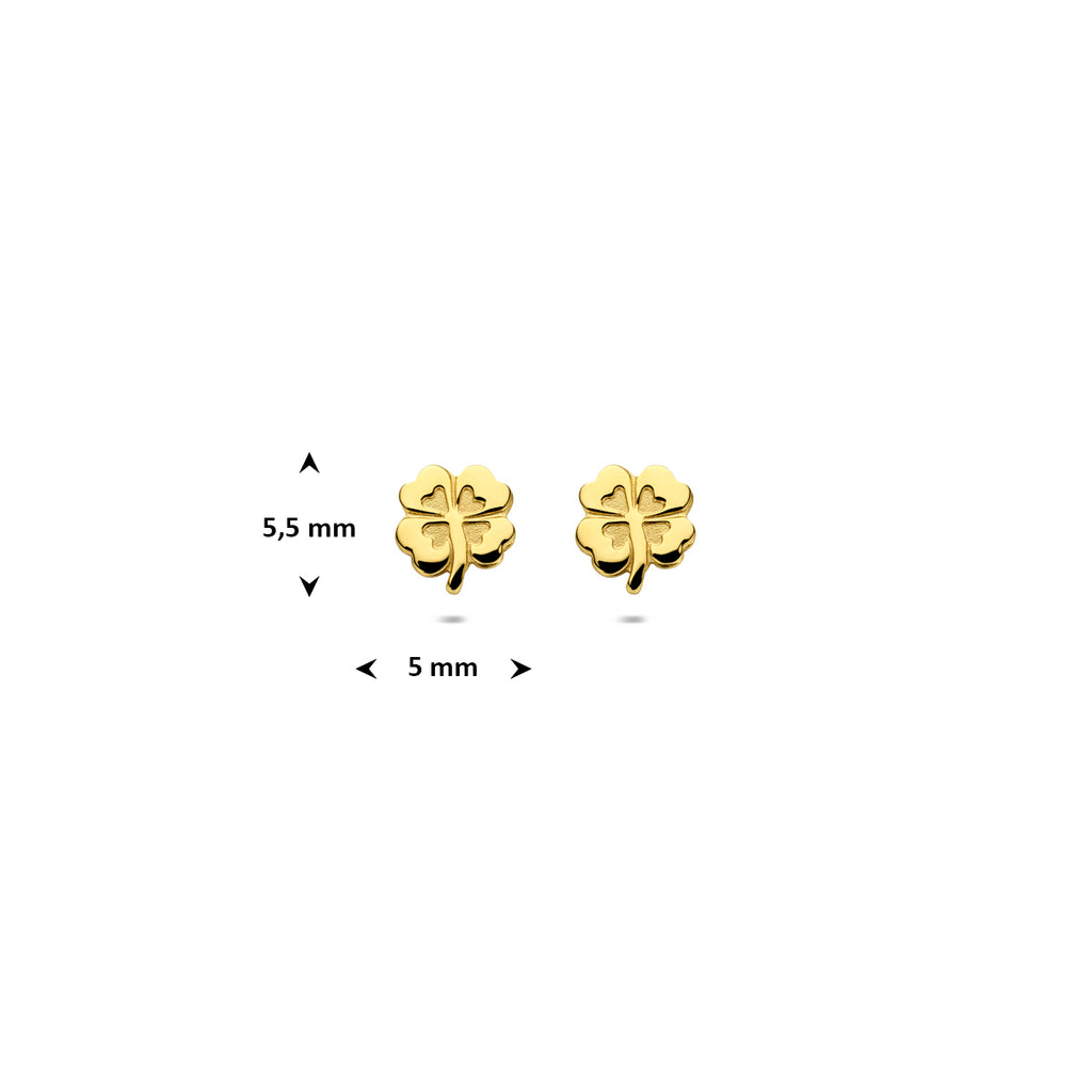 Ohrstecker Kleeblatt poliert/matt 585 Gelbgold