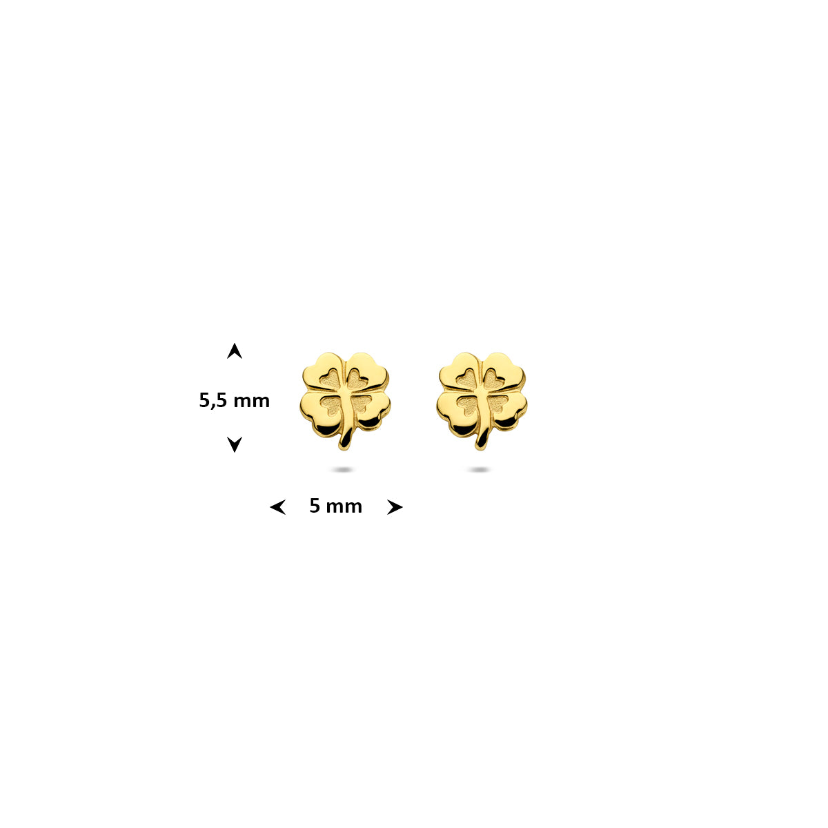 Ohrstecker Kleeblatt poliert/matt 585 Gelbgold